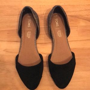 TOMS Black Suede Metallic Jutti D’Orsay Flat